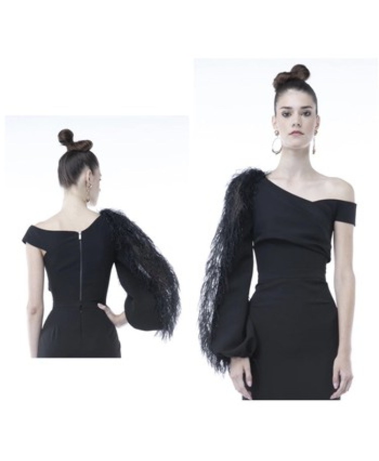 BLACK FEATHERS + BLACK CADY - FEATHERS MONO SLEEVE TOP
