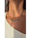 SILVER GOLD PLATED TENNIS STYLE EMERALD LINK NECKLACE