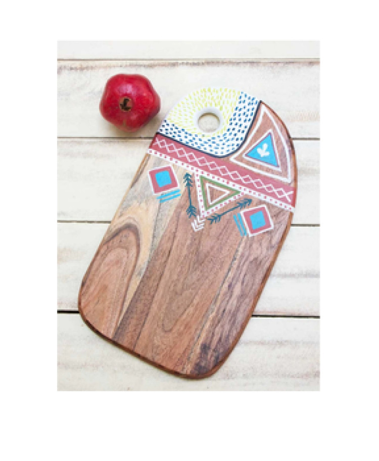 Masaai Hand Painted Solid Wood Platter
