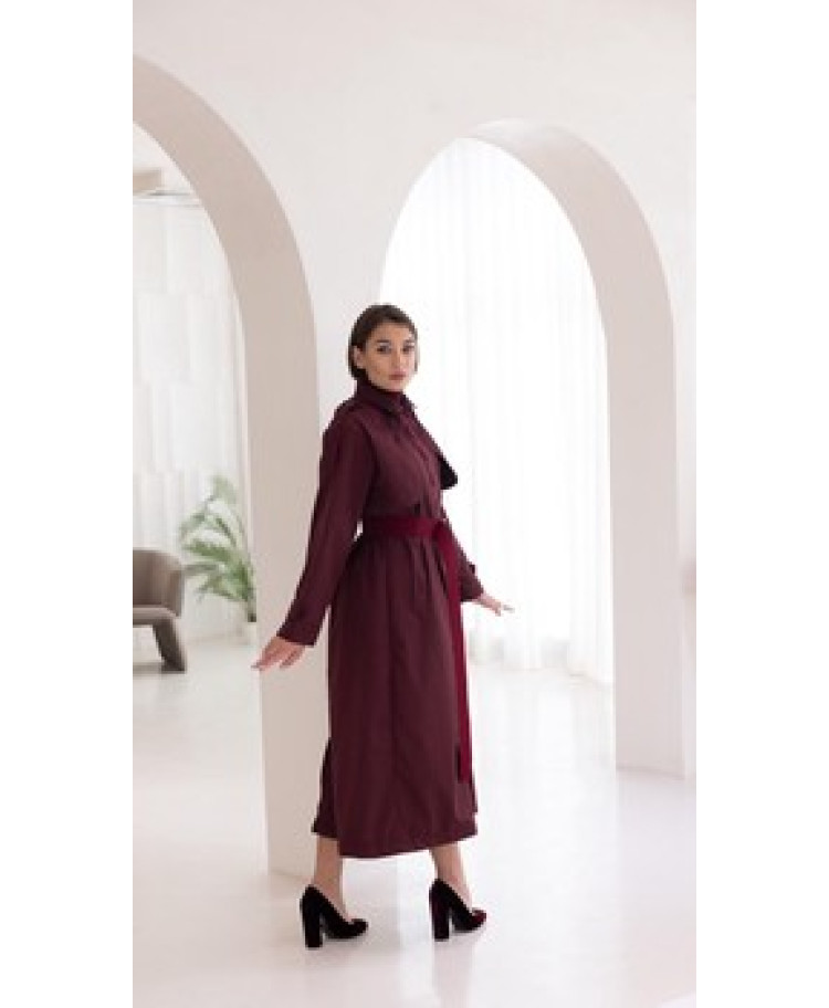 BURGUNDY TRENCHCOAT WITH BELTH