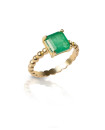 GOLD PLATED BEAD CUT GREEN EMERALD RING