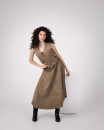 Midi Olive Paneled Suede Skirt