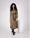 OLIVE LEATHER SUEDE LONG JACKET