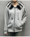 UTUMN WINTER HOODIE CARDIGAN REAL REX RABBIT FUR COLLAR LADY