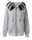 UTUMN WINTER HOODIE CARDIGAN REAL REX RABBIT FUR COLLAR LADY