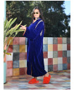 VELVET KAFTAN BLUE WITH ORANGE LINING