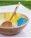 Color Riot Medium Wooden Salad Bowl With One Spoon