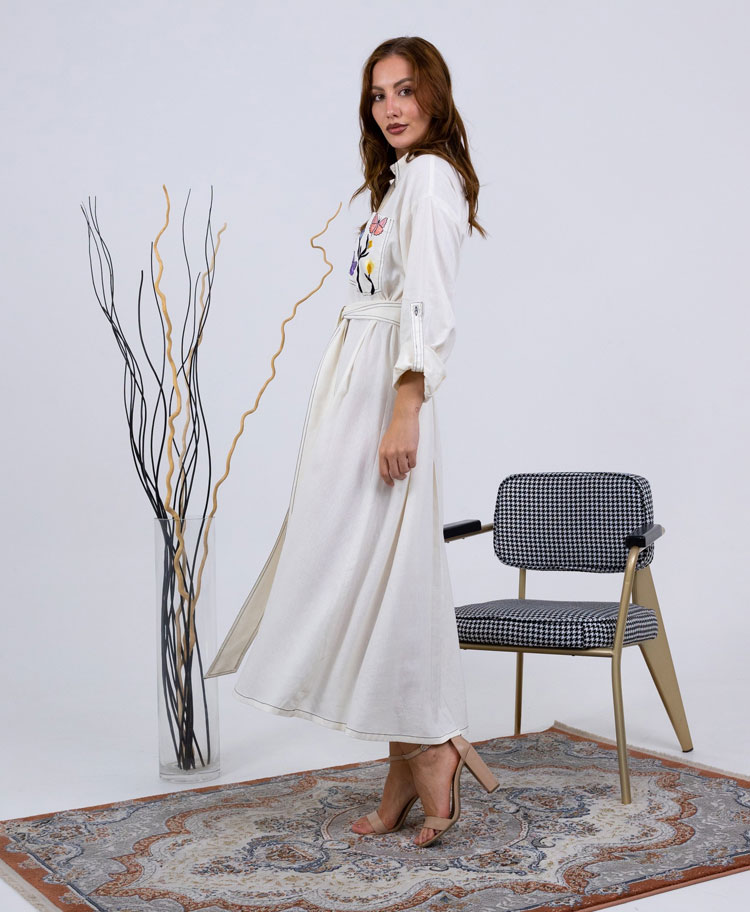 BUTTERFLY DRESS OFF-WHITE