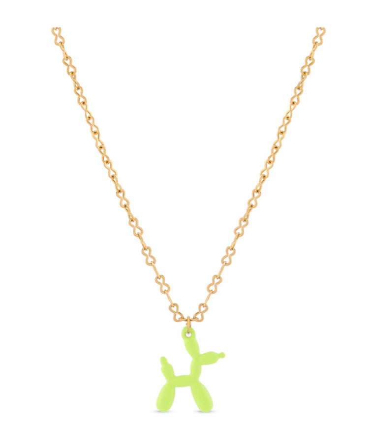 balloon dog-Neon green  (necklace and earrings set 3D