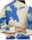 KOFW22004 - WHITE AND BLUE FLORAL BOW SHIRT
