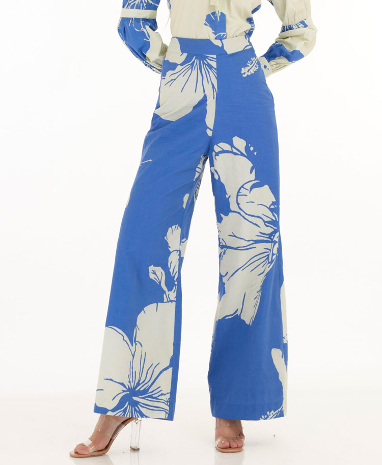 KOFW22005 - BLUE AND WHITE FLORAL PANT