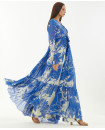 KOFW22012 - BLUE AND WHITE FLORAL KAFTAN CAPE