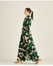 KOFW22066 - GREEN AND PEACH ABSTRACT CAPE WITH LONG SLEEVES