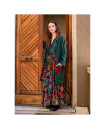 Green/red Cotton velvet jacket embroidered