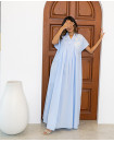 Short Sleeve Cotton Kaftan with Sequince Details / BLUE