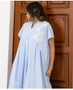 Short Sleeve Cotton Kaftan with Sequince Details / BLUE