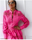 NAZ CUTWORK MINI DRESS/HOT PINK