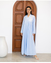 Long Sleeve Cotton Kaftan with Sequince details / BLUE