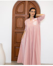 Long Sleeve Cotton Kaftan with Sequince details / PINK