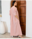 Long Sleeve Cotton Kaftan with Sequince details / PINK