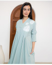 Long Sleeve Cotton Kaftan with Sequince details / PISTASHIO