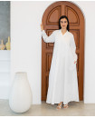 Long Sleeve Cotton Kaftan with Sequince details / OFFWHITE