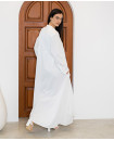 Long Sleeve Cotton Kaftan with Sequince details / OFFWHITE