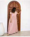 Short Sleeve Cotton Kaftan with Sequince Details / PINK