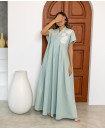 Sequenced Linen two piece kaftan / PISTASHIO