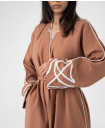 SLEEVE DETAIL RECYCLED SILK COTTON KAFTAN BROWN