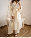 OFF WHITE SEE-THROUGH OVER COAT & PANTS SET