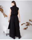 BLACK ASYMMETRICAL VEST PANT SET