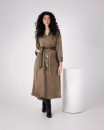 OLIVE LEATHER SUEDE LONG JACKET