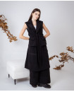 BLACK ASYMMETRICAL VEST PANT SET