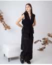 BLACK ASYMMETRICAL VEST PANT SET