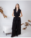 BLACK ASYMMETRICAL VEST PANT SET