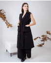 BLACK ASYMMETRICAL VEST PANT SET