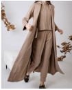 BEIGE HOODED JACKET WITH ATTACHED VEST AND LOOSE PANTS