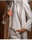 WHITE HOODED JACKET WITH ATTACHED VEST  AND LOOSE PANTS