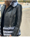 LEATHER JACKET WITH REX FUR