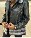 LEATHER JACKET WITH REX FUR