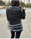 LEATHER JACKET WITH REX FUR