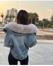 JEANS JACKET FOX FUR