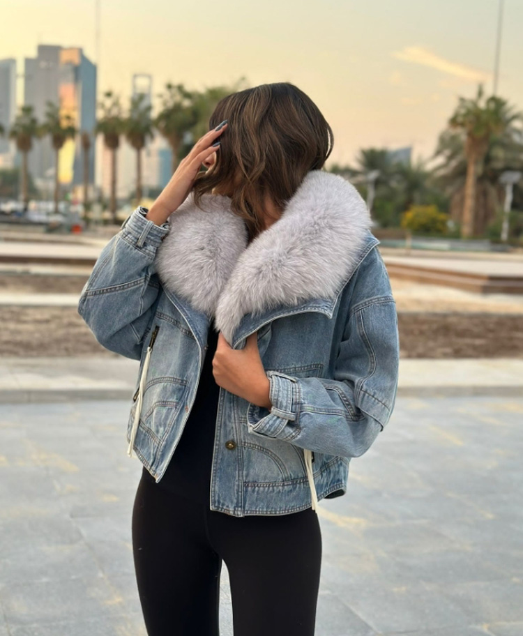 JEANS JACKET FOX FUR