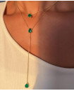 SILVER GOLD PLATED EMERALD LARIAT NECKLACE SET