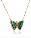 SILVER GOLD PLATED MALACHITE BUTTERFLY NECKLACE