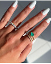 SILVER GOLD PLATED SPIRAL PEAR EMERALD RING