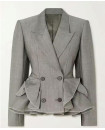 TANG GREY RUFFLED BLAZER