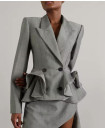 TANG GREY RUFFLED BLAZER