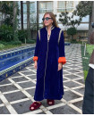 VELVET KAFTAN BLUE WITH ORANGE LINING